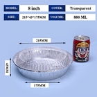 8 polegadas folha de alumínio caixa de almoço recipiente com tampa 215 * 175 * 43mm Fabricante Grill comida para levar recipiente