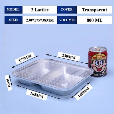 Caixa de almoço de alumínio de 800 ml 230mm*175mm*38mm Comércio por atacado Container Tray Square Pans High Quality 2 Gratice