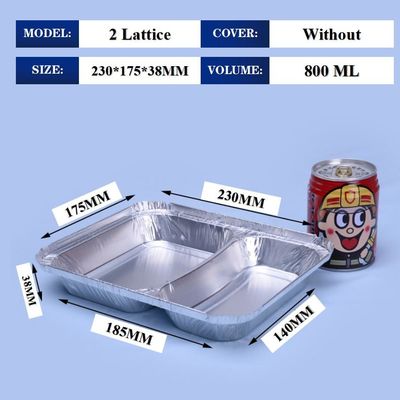 Caixa de almoço de alumínio de 800 ml 230mm*175mm*38mm Comércio por atacado Container Tray Square Pans High Quality 2 Gratice