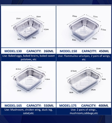 Fabricante Container de caixa de almoço de folha de alumínio descartável personalizado com tampa 410ml 150*120*55mm