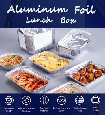 Cor dourada parede lisa de alumínio folha de recipiente de alimentos bandeja com tampa selável tampas de plástico CREC620 Yysm