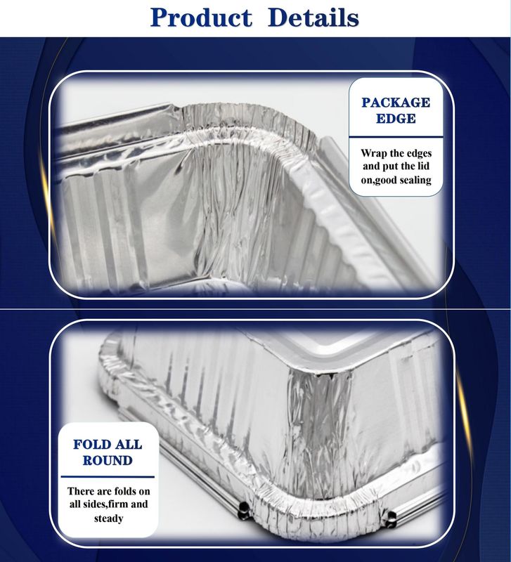 Caixas de almoço e recipientes de alimentos de alumínio de papel de alumínio, resistentes ao calor e ecológicos, personalizáveis, para embalagens alimentares